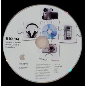 Apple iLife '04 Install‎ DVD iTunes iPhoto iMovie iDVD GarageBand Mac Software